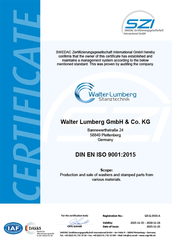 SZI-Q-3555-A Zertifikat 9001 Walter Lumberg 2025-GB